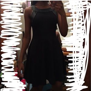 Faux Leather Trim, Black Dress